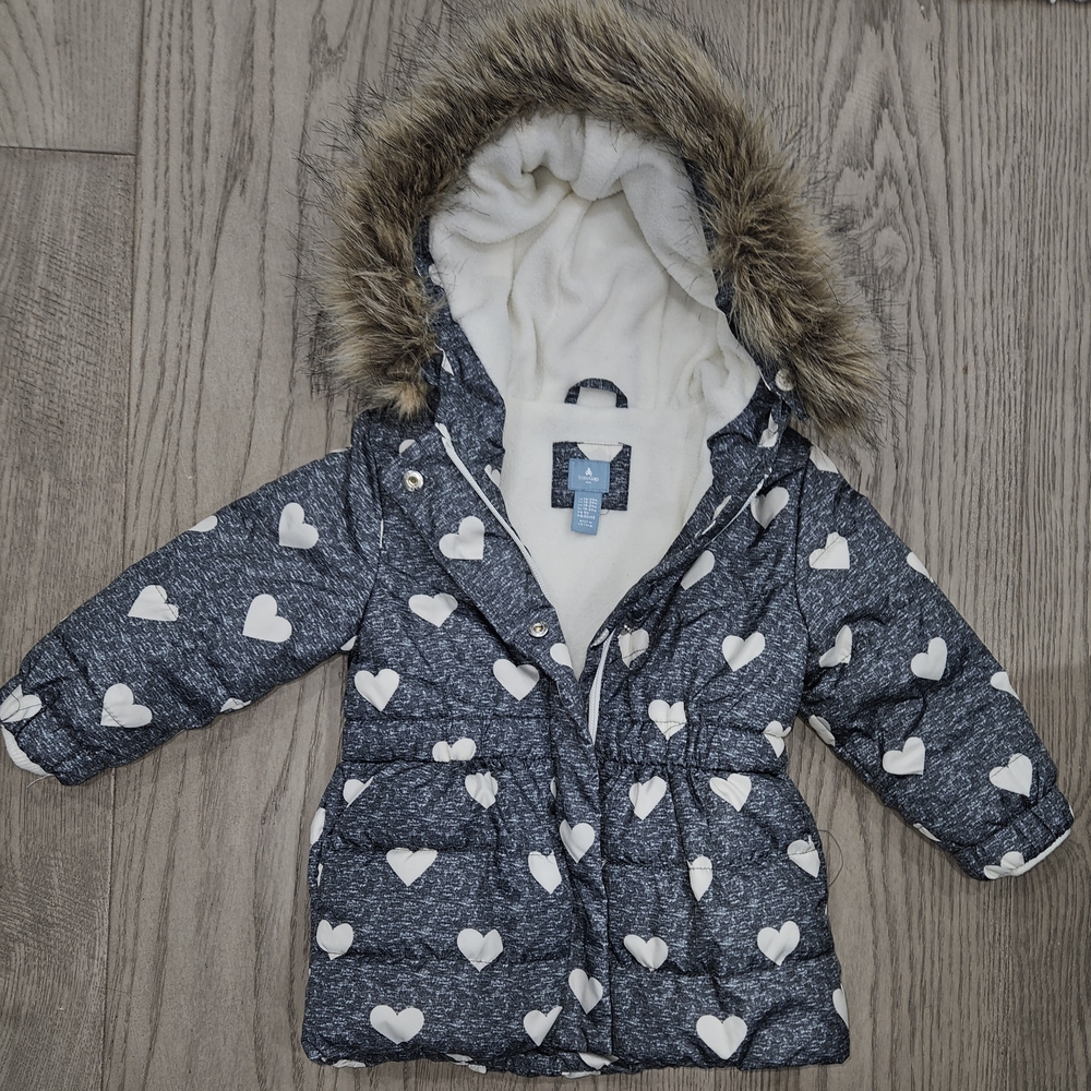 Children's Heart Patterned Winter Coat